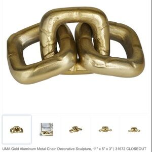 NWT- Brushed Gold Metal Chain Decorative Sculpture, 11" x 5" x 3" / GIFT/ decor
